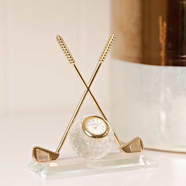 Wm Widdop Analog Crystal Tabletop Clock in Gold Wayfair.co.uk